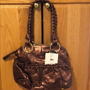 Bronze satchel large leather braided handles